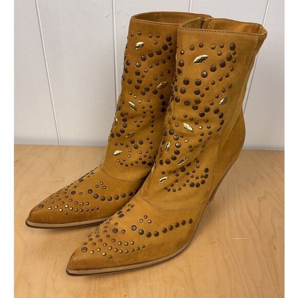 Sundance Leather Heavily Studded Side Zip Leather Made in Italy Boots Size 41 - Picture 5 of 8